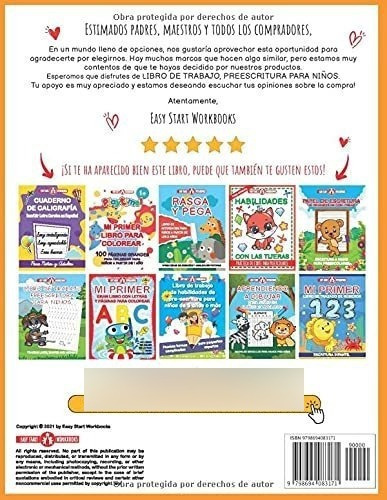 Libro De Trabajo | Preescritura Para Niños Trace.., De Workbooks, Easy Start. Editorial Independently Published En Español