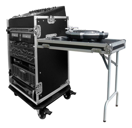 Rack Dj 12 Espacios Con Ruedas Y Mesa De Trabajo Dj