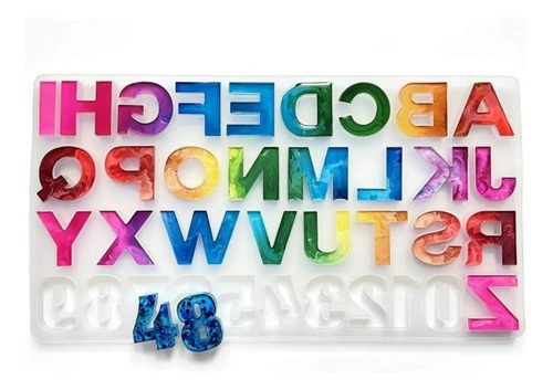 Imagen 3 de 3 de Moldes Silicona Letras Abc Grandes Kit Completo Joyeria