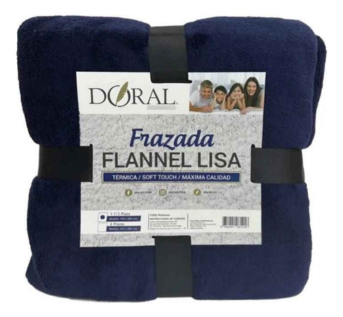 Frazada Doral Flannel 2 Plazas 200x210 Cm Azul Oscuro