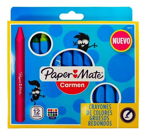 Crayones Paper Mate Carmen 12 Piezas Redondos