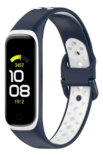 123smart 123-Silfit2 pulseira de silicone esportiva cor azul e branco compativel com Samsung Galaxy Fit2 R220 Sm-r220 Largura 16 Mm 