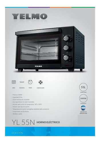 Horno de mesa eléctrico Yelmo YL-55N 55L gris/negro 220V