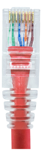Kit 30 Unidades Patch Cord Rj45 Cat5e - 25 Cm Azul Com Capa Cor Vermelho