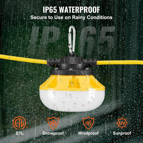 Cadena Luces Construcción 50 Pies 5 Bombillas Led Industrial Blanco