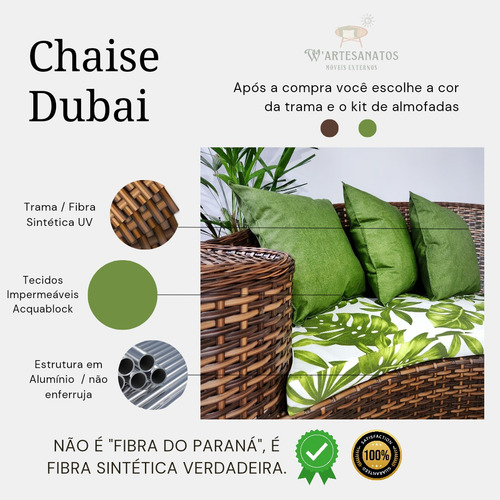Chaise Dubai De 2 Metros Fibra Sintética Vime Área Externa