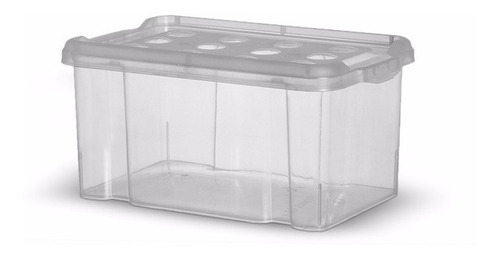 Caixa Org.container 6 Litros C/ Tampa Transparente Niquelart Cor Natural