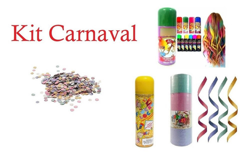 Kit Carnaval 2un Confete +serpentina +tinta Cabelo +espuma