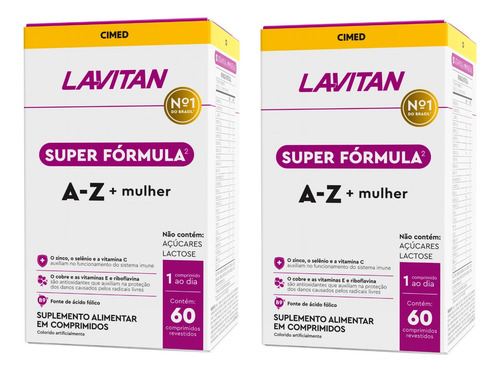 2un Lavitan 5g Multivitamínico Mulher 60 Comprimidos