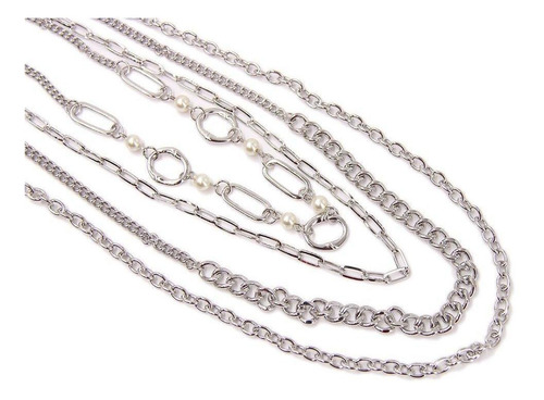 Imagen 4 de 5 de Collar De Cadenas Múltiples Con Perlas