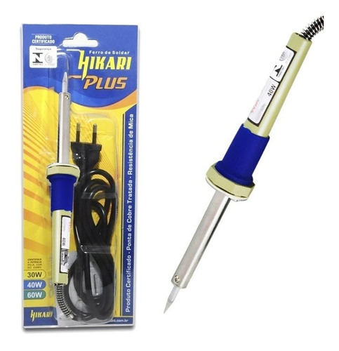 Imagem 3 de 8 de Kit Eletricista Ferro De Solda Hikari Plus Suporte Soldador
