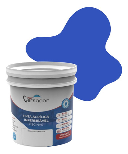 Tinta Impermeabilizante Para Piscina Cor Azul 10kg 