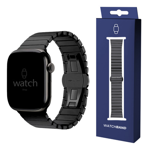 Pulseira Aço Inox Elos Para Apple Watch Series 10 42 46mm Cor Preto Largura Da Pulseira 4.6 Cm
