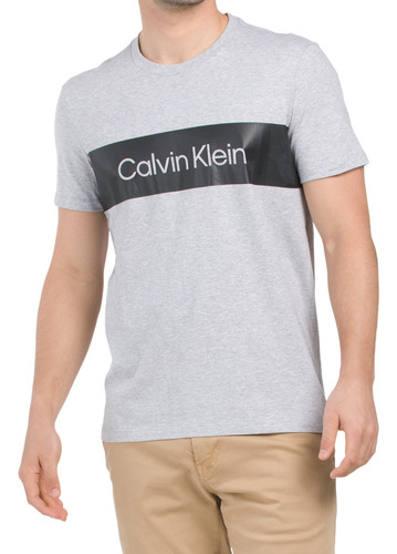 Polera Calvin Klein Gris Con Negro