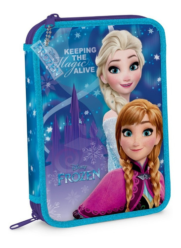 Cartuchera 2 Pisos Tela Disney Frozen Elsa Anna Mundo Manias