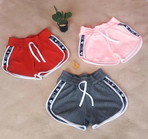 Short Feminino Atacado Soltinho Kit 3 Peças Malha Canelada