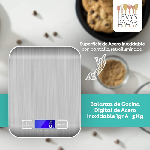 Imagen 2 de 10 de Balanza Cocina Digital De Acero Inoxidable 1gr A 10 Kg