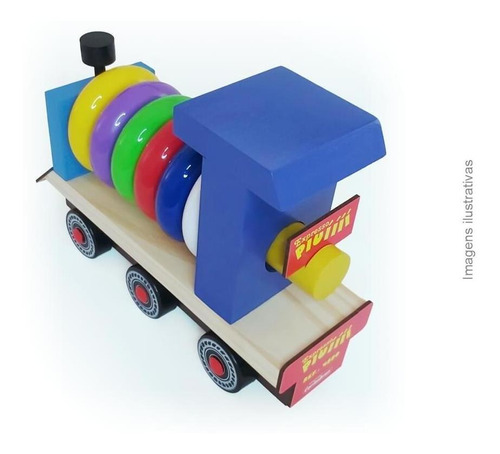 Imagem 1 de 9 de Brinquedo Educativo Infantil Em Madeira Trem 