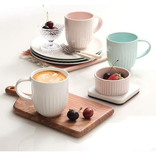 Zen Juego De 6 Tazas De Café De Porcelana Plisada De 12 Oz (