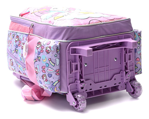 Mochila Escolar Unicornio 18, C/carrito Skora Infantil 13650 Color Lila