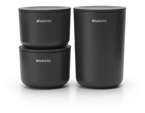 Imagen 1 de 6 de Set X3 Recipientes De Tocador Dark Grey Apilables Brabantia