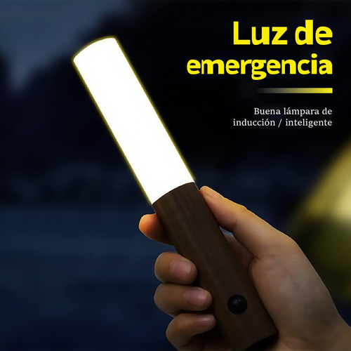 Lámpara De Pared Led De Madera Recargable Por Inducción