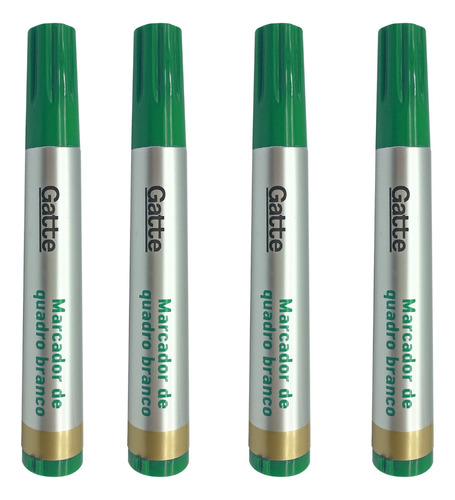 Kit 4 Marcadores De Quadro Branco Pincel Lousa Ponta Redonda Cor Verde