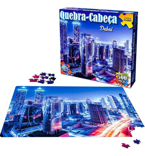 Jogo Quebra Cabeça Cidade Dubai Puzzle 500 Peças Família 