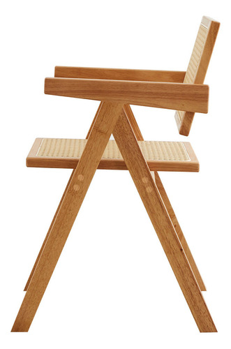 Sillones Square De Comedor Cocina Madera Rattan Sintético X2 Estructura De La Silla Marrón Claro