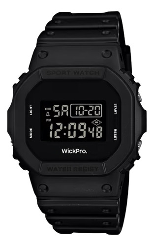 Reloj Tactico Militar Hombre Wickpro Black Iluminator Sumergible 100m Cronometro Temporizador Alarma Luz Verde Potente Segundo Uso Horario Formato 12 24