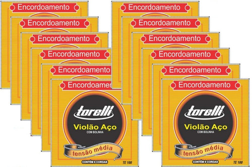 Jogo De Cordas Encordoamento Violão Aço Kit Com 12 Torelli