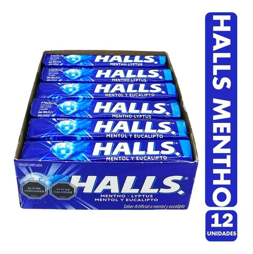 Halls Azul - Mentho Lyptus - Caramelo (caja Con 12 Unidades)