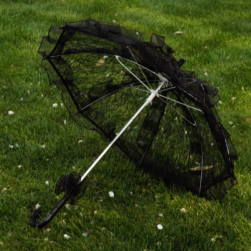 Guarda-sol De Casamento Flor De Renda Guarda-chuva Preto