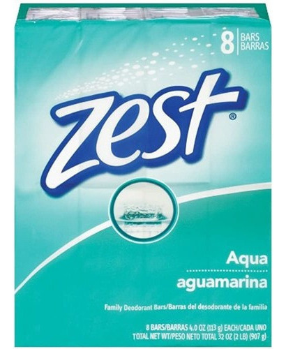 Zest - Jabon Para Tamano De Bano, 8 Barras, Aqua, 4 Onzas