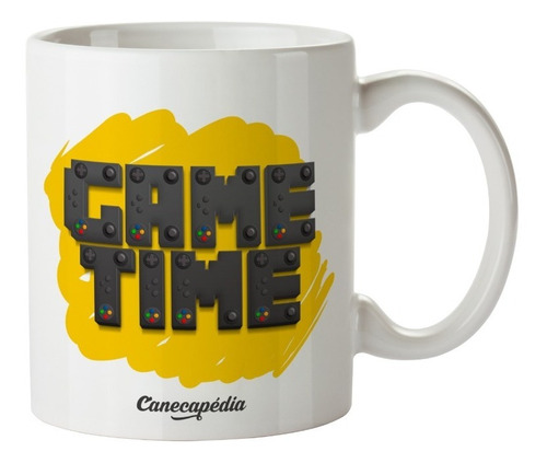 Caneca Xícara Frase Game Time Videogame Jogo Gamer Joystick