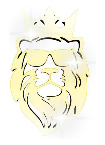 Acrílico Decorativo Espelhado Leão De Óculos E Coroa Dourado