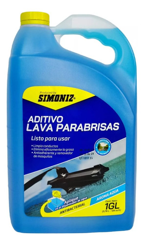 Liquido Parabrisas Aditivo Limpiador Vidrio Simoniz Lava 1gl