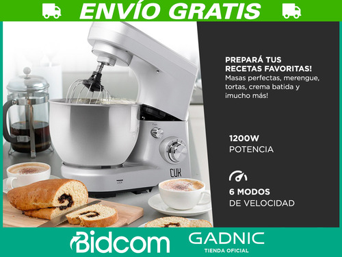 Batidora Planetaria Gadnic 1200w Cocina Panes 5 L Inoxidable