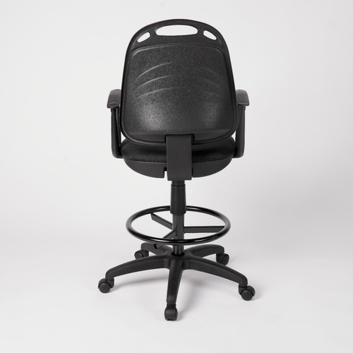 Silla de escritorio de Outlet Diva cajera con apoyabrazos y con ruedas ergonómica negra con tapizado de tela marathon
