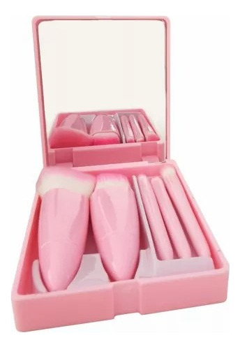 Set Juego De Brochas De Maquillaje Con Espejo  Estuche Mini