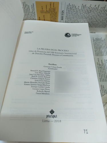 La Prueba En El Proceso - Giovanni F. Priori, 2018 (Usado)