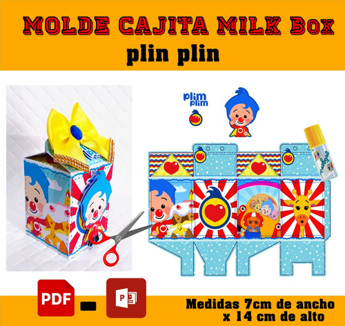 Kit Imprimible Molde Milk Box Payaso Plin Plin