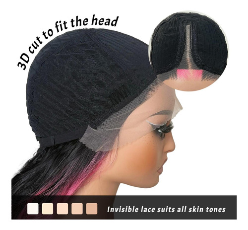 Peluca De Encaje De Peluca De Color Rosa Sisgrace Wigs Ola Y