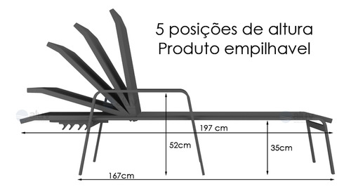 Kit 2 Espreguiçadeiras Piscina Jardim Aluv Móveis Alumínio Preto E Tela Fendi