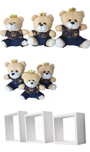 Kit Trio Urso Príncipes E Nichos Decoração, Kit C/ 3uni Mdf