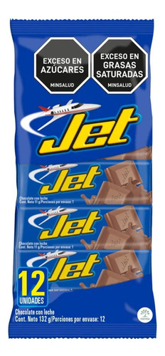 Chocolatina Jet Con Leche 11 Gr 12 Unidades