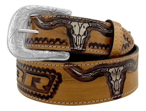Cinto Country Masculino Pbr Longhorn Cowboy Rodeio Ct0198 Cor Marrom Tamanho 85 (veste calça 38)