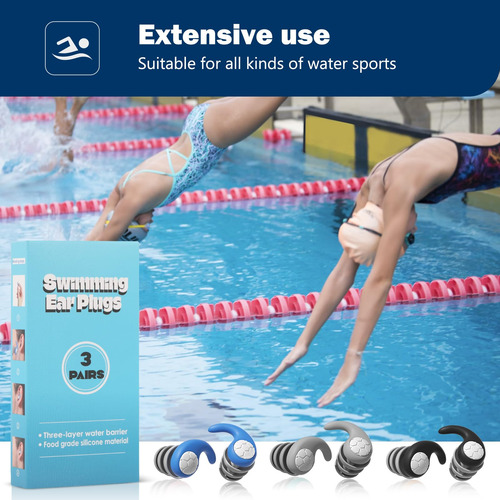Tapones De Oído De Silicona Impermeables Para Natación 3 Par