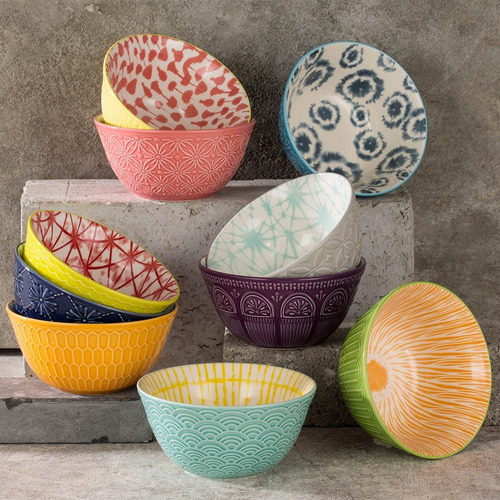 Imagen 2 de 4 de Tazones De Cerámica Bowl 10 Pzas Colores Houseware Signature