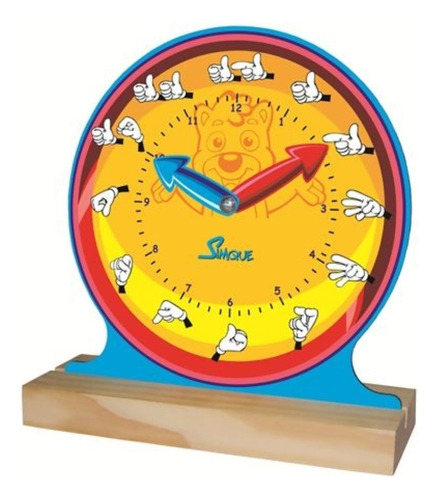 Relógio Educativo Libras Em Madeira - Simque Cor da estrutura Laranja Cor do fundo Laranja